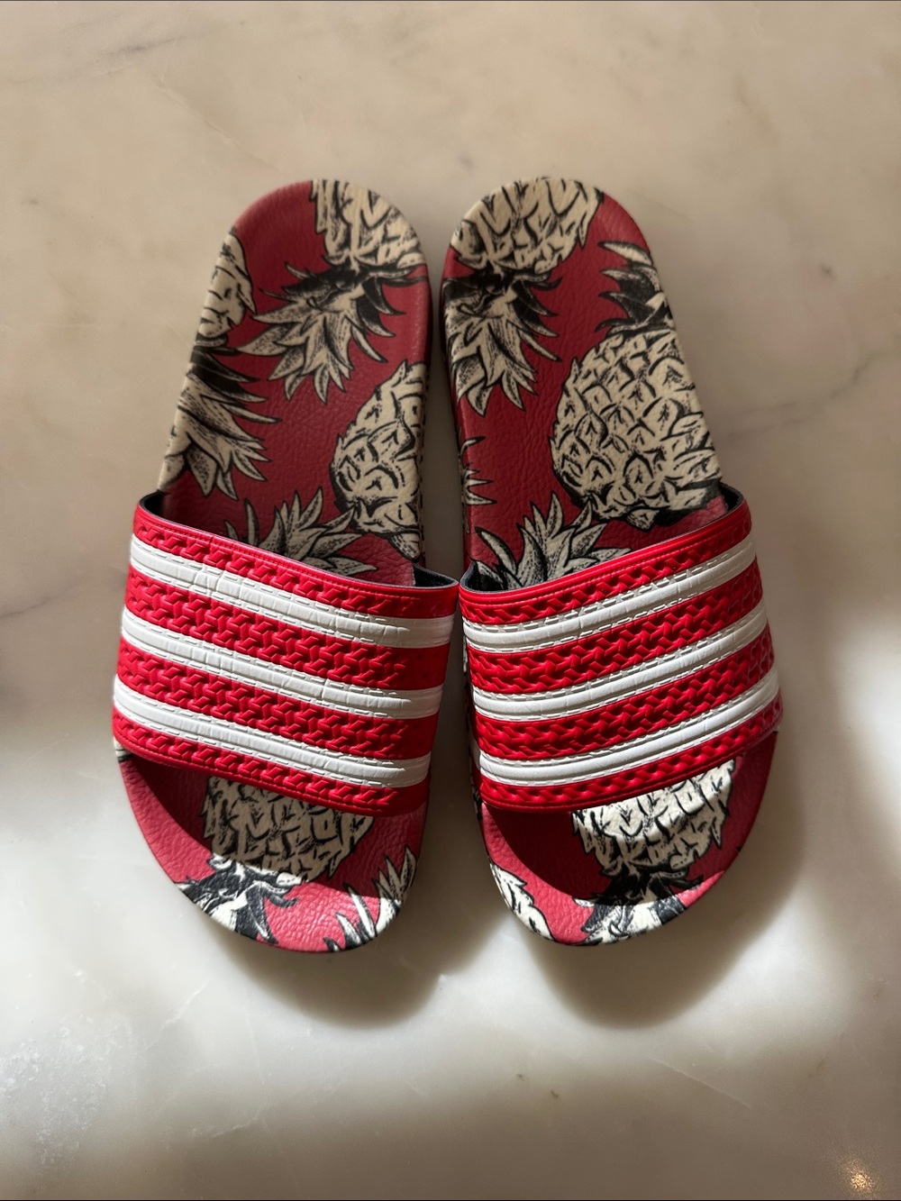 Adidas Adilette Pineapple Slides Red Women’s Size 5 Made in Italy